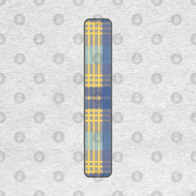 Monogram Letter I, Blue, Yellow and Grey Scottish Tartan Style Typography Design by MacPean